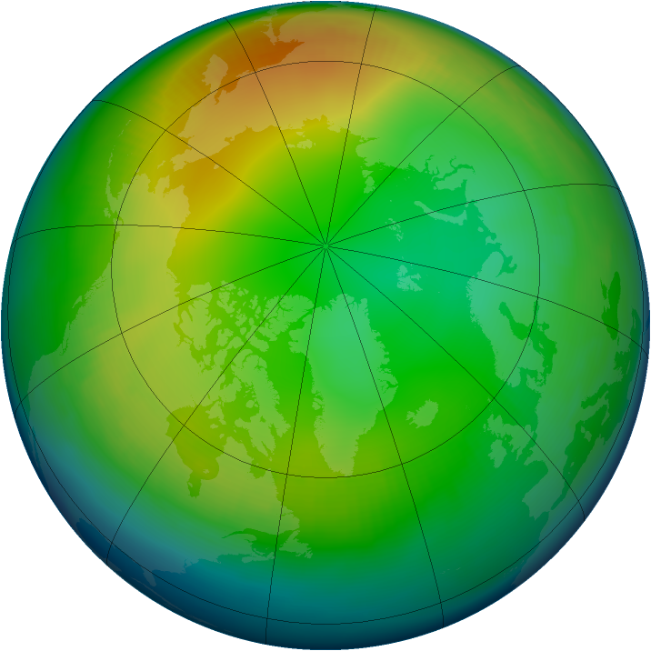 Arctic ozone map for December 1984
